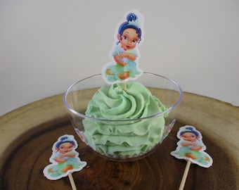 Baby Princess Tiana Cupcake Toppers, Birthday Party Decor