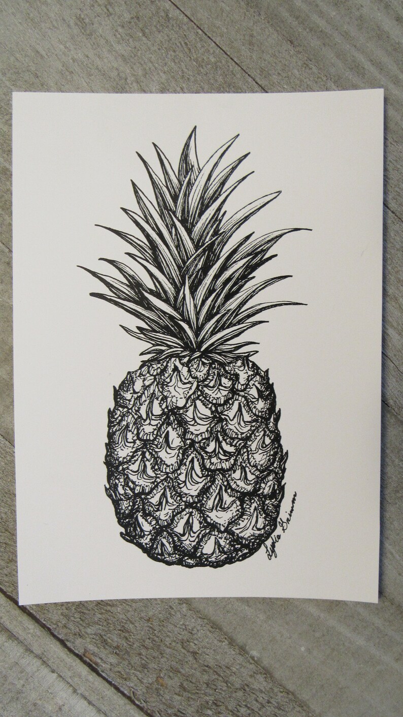 Pineapple Print pineapple pen drawing prints pen and ink Etsy
