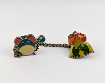 Marill and Bellossom Pokemon Center Banpresto Vintage Metal Keychain Clip