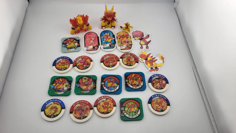 Magby Magmar Magmortar Lot Figures Pokemon Center Tomy Bandai Toys Coins Tokens Battrio image 2