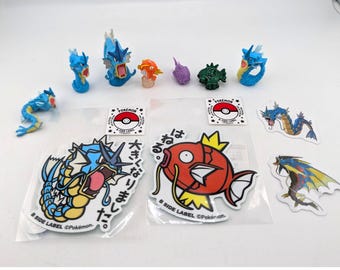 Magikarp Gyarados lot figures Pokemon Tomy Bandai B Side Label Gashapon Bundle