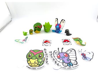Caterpie Metapod Butterfree Lot figures Pokemon Center Tomy Bandai Toy B Side