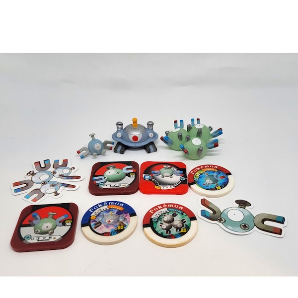 Magnemite Magneton Magnezone Lot figures Pokemon Center Tomy Bandai Coins