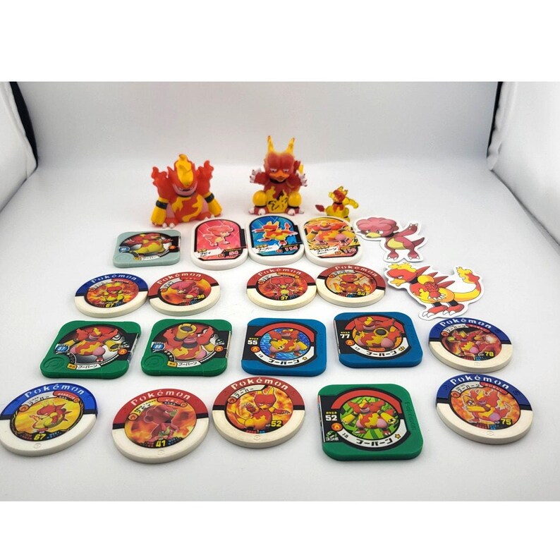 Magby Magmar Magmortar Lot Figures Pokemon Center Tomy Bandai Toys Coins Tokens Battrio image 1