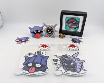 Shellder Cloyster lot figures Pokemon Center Bandai Tomy Stickers Metal toy token bundle