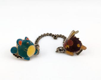 Marill and Venonat Pokemon Center Banpresto Vintage Metal Keychain Clip