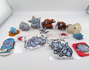 Rhyhorn Rhydon Rhyperior lot figures Pokemon Center Tomy Mezastar Tettra B Side
