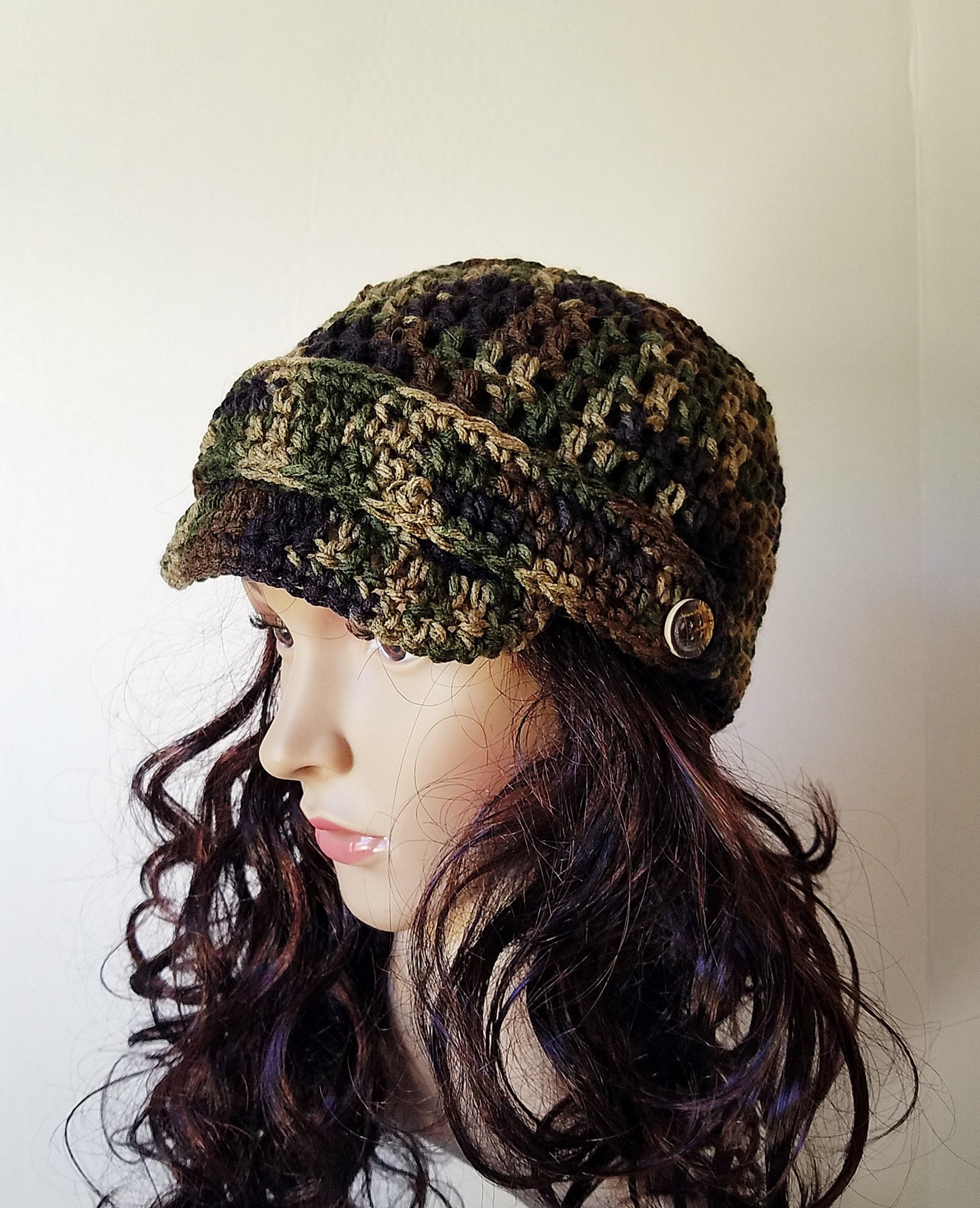 crochet camo beanie