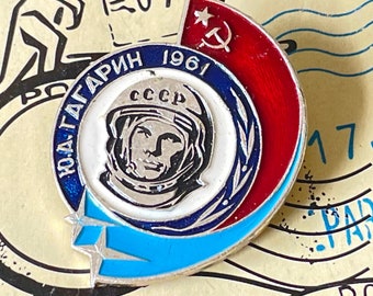 Gagarin Yuri, Erster Kosmonaut, Weltraum, Vintage russischer Pin, Made in UdSSR, 80er Jahre.