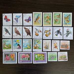 Hungarian Nature Stamps – 26 Vintage 1980s Stamps – Birds, Butterflies, Flowers, Cacti, Snakes – Starter Collection for Philatelists