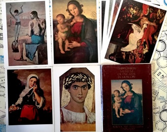 Painting from The Pushkin Museum of Fine Arts, Set of 8 Vintage Prints, Postcards-1980 Aurora Art Publishers, Rembrandt,Picasso,Collectibles