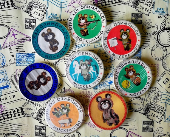 Set of 8 Olympic Bears, Mascot, Misha, Olympic Symbol