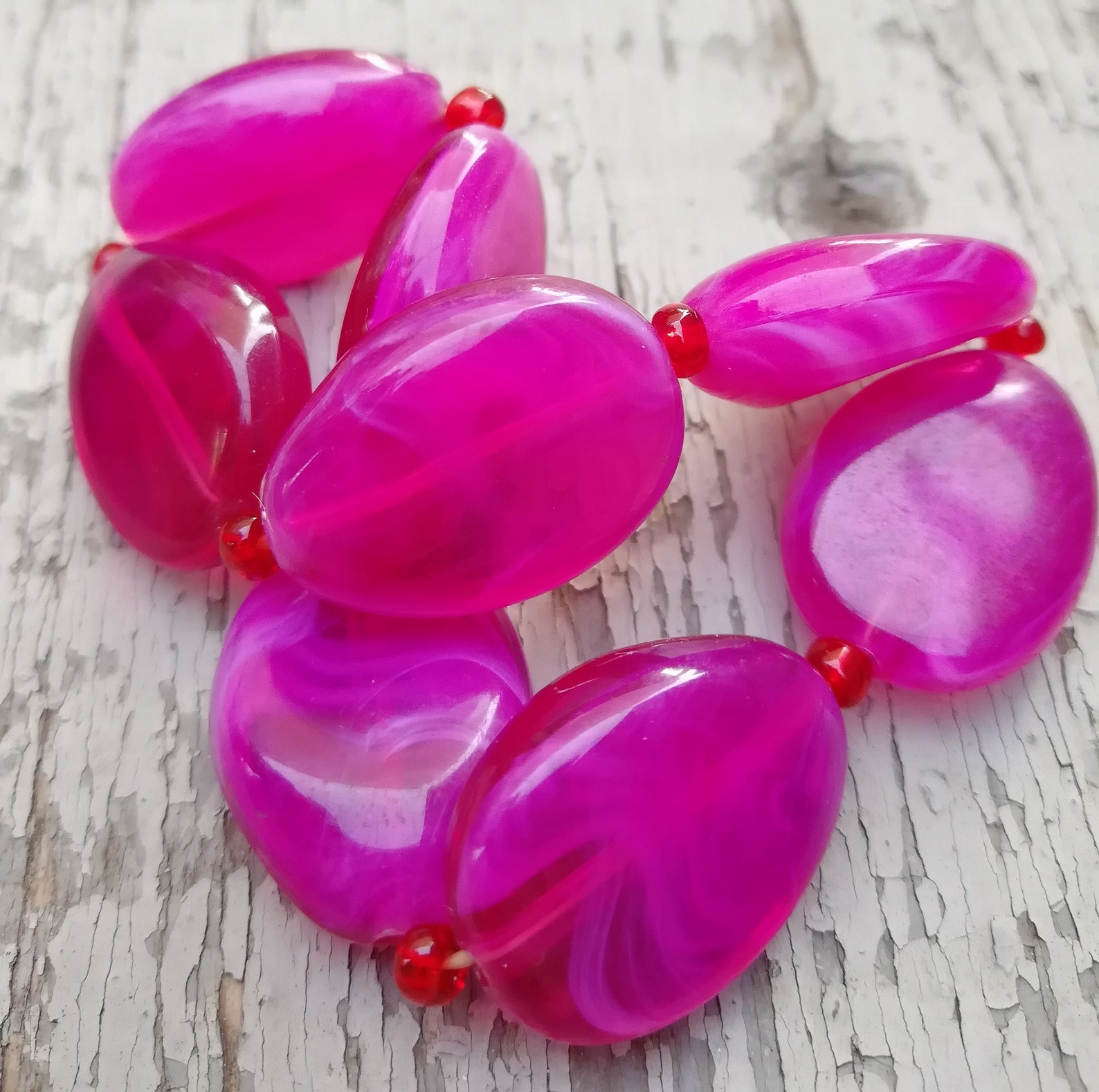 Vintage Pink Bracelet Plastic Bead Bracelet Beautiful Etsy