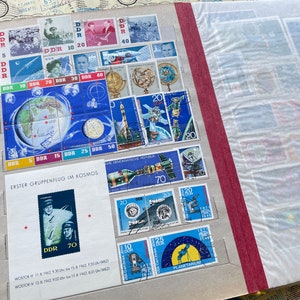 Space Stamps, Großes Stempel-Album, Philatelie Album mit Stempeln, Big Mint & Used Stamps Collection, Verschiedene Länder, Philatelie, 60-80er Jahre.