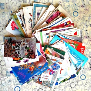 Boîte mystère de 25 cartes postales soviétiques vintage, Cadeau - surprise, Thèmes divers, Écrit sur des cartes postales soviétiques, Éphémère, Années 70-80, Carte de vacances.