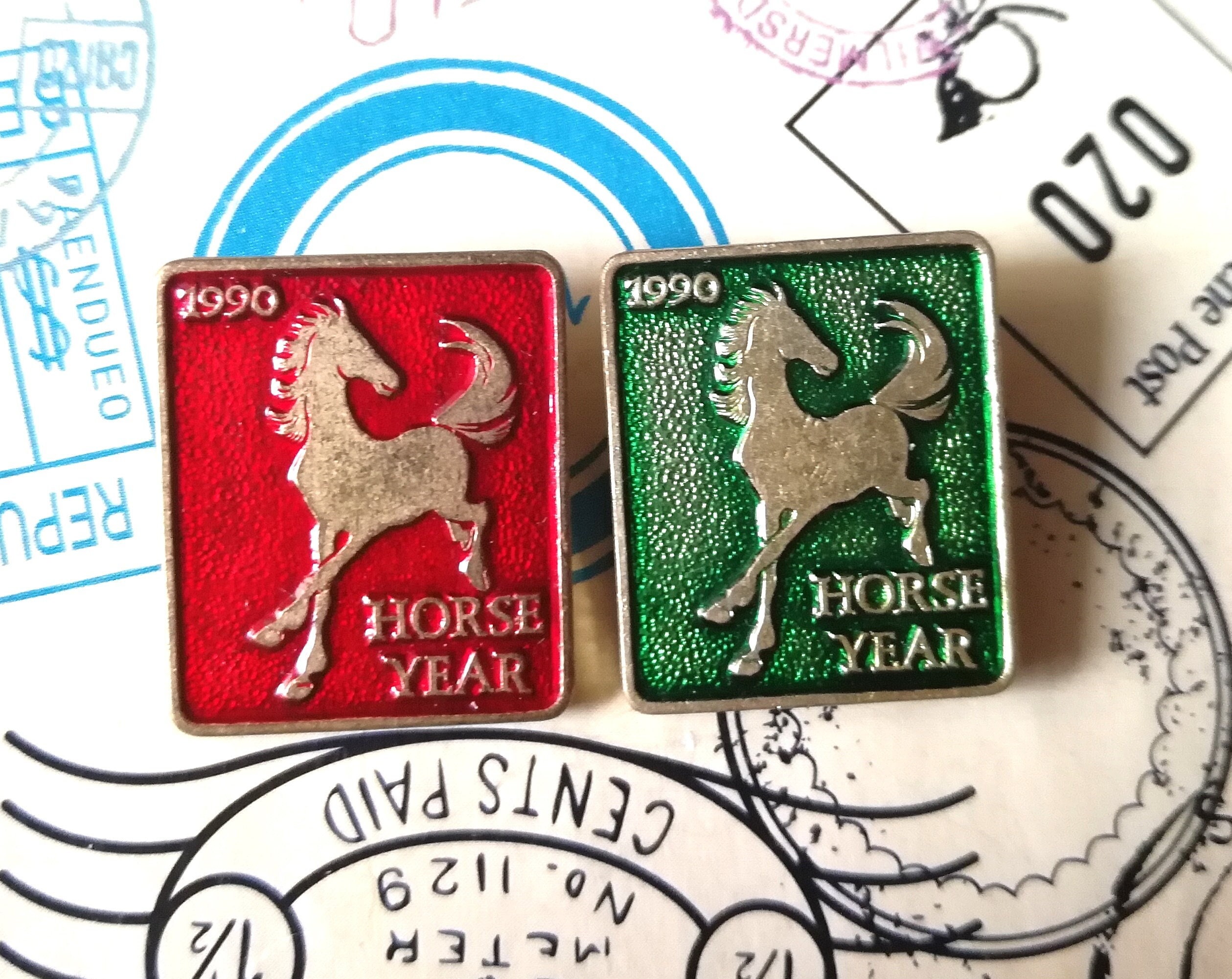 Year of the Horse 1990 Chinese New Year Set of 2 Colorful - Etsy Year of the Horse 1990 Chinese New Year Set of 2 Colorful - Etsy