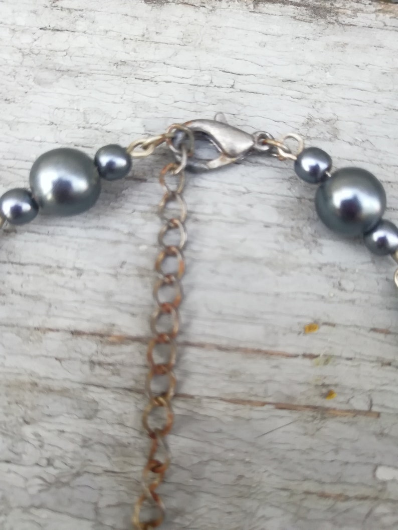 Gift for Wife Vintage jewelry Imitation Hematite Vintage Beaded Necklace gift idea girl daughter 60-70s. Beads jewellery