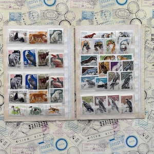 Zoo Animals, Dogs, and Birds Stamps - 39 Vintage USSR Stamps, 5 Complete Series, Rare 60s Collection with Imperforate Stamps