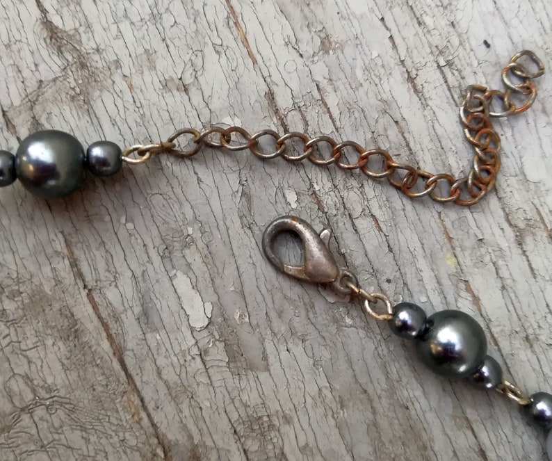 Gift for Wife Vintage jewelry Imitation Hematite Vintage Beaded Necklace gift idea girl daughter 60-70s. Beads jewellery