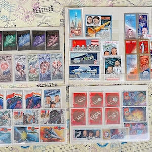 Space Stamps Set #4 - 48 Colorful USSR Mint Stamps - Soyuz-Apollo, Perfect Gift for Space Enthusiasts, Vintage 60s-80s