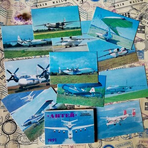 Aircraft, Ukrainian Aircraft construction, Vintage Ukrainian Pocket Calendars, Set of 12 colored calendars, 1991, &quot;Antey&quot;, &quot;Ruslan&quot;, Mriya &quot;