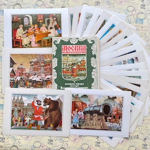 Moscow and Muscovites - Set #2 of 24 Vintage Large Format Postcards -  History of the City Moscow in Drawings by Vladimir Semenov.