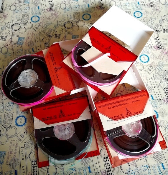 5'' Vintage Recording Magnetic Tape in Box, Plastic Box, 4pcs Used