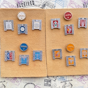 Monthly and Seasonal Pin Set – 16 Colorful Vintage Badges, USSR Memorabilia, Collectible Enamel Pins, Rare Gift Idea - Mounth name
