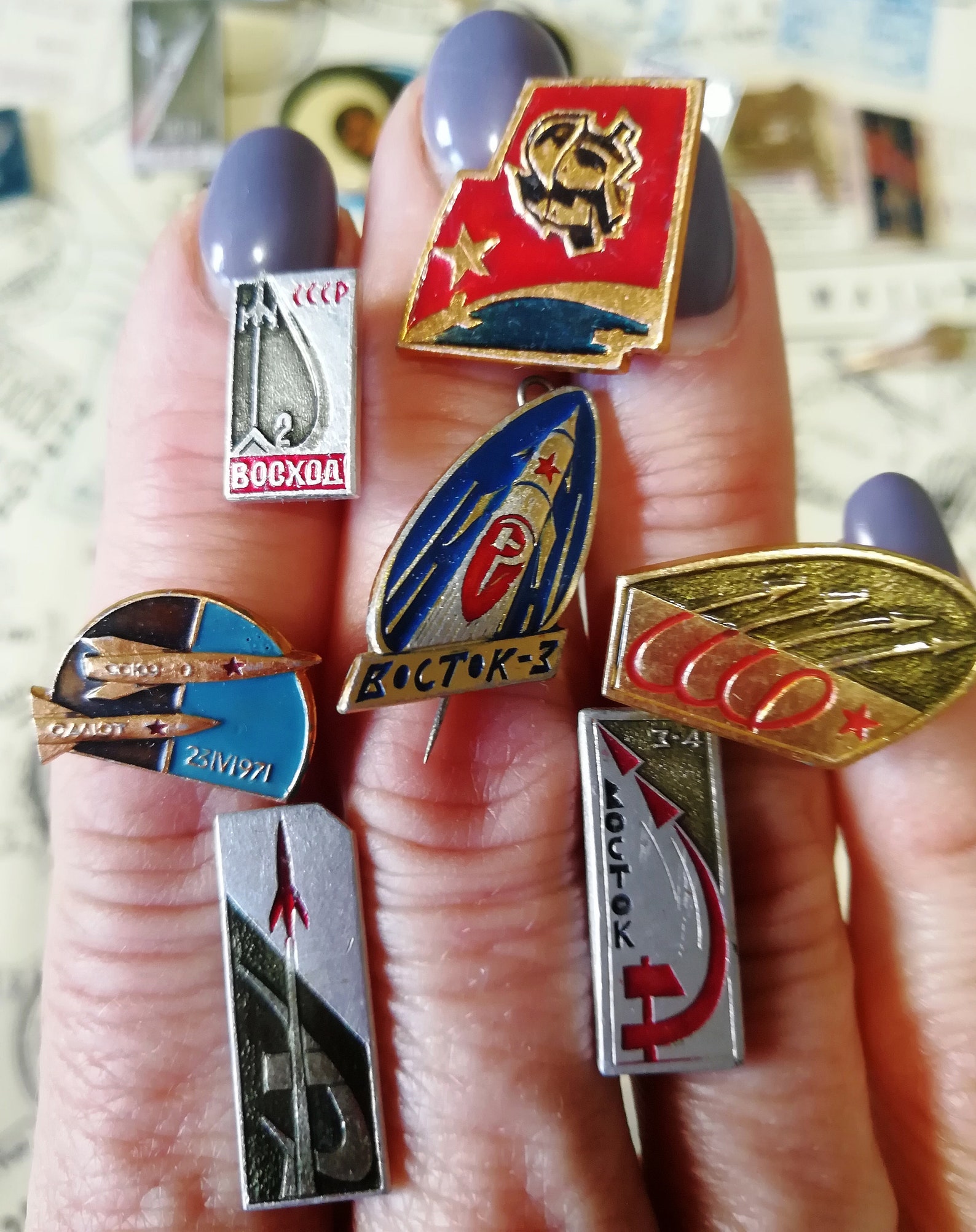 Space badges Lot of Soviet Space pins Vintage pins Kosmos Etsy
