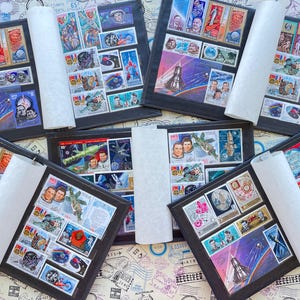 Space Stamps Album – 15+ Colorful Stamps & 1 Souvenir Sheet – Vintage 70–90s Space Collectibles - Perfect Gift for Space Enthusiasts-Pick Up