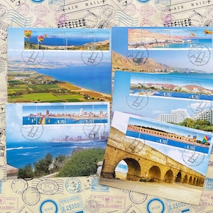 Israel Beaches - Set of 5 Maxicards with Colorful Cancellations from Popular Israeli Resorts and Beach Cities - 2011