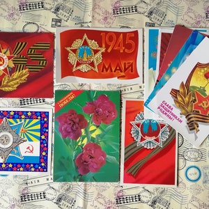 Victory Day, Glory to The Red Army! Set#1 von 10 Vintage UdSSR Postkarte, Blanko Sowjetische Postkarte, Sammlung Grußkarte, 70-80er Jahre.