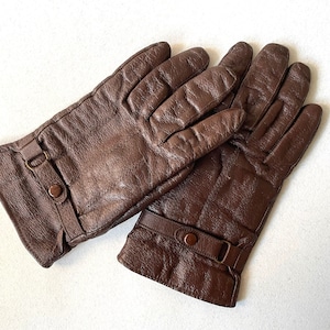 Vintage Brown Leather Gloves, Winter Gloves, Men&#39;s Leather Gloves, Leather Gloves, Natural Leather, Natural sheepskin lining, 70-80s