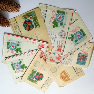 Szczęśliwego Nowego Roku! Choinka, radzieckie koperty pocztowe, zabawka choinkowa, koperty vintage, zestaw 8 kopert vintage, lata 70.