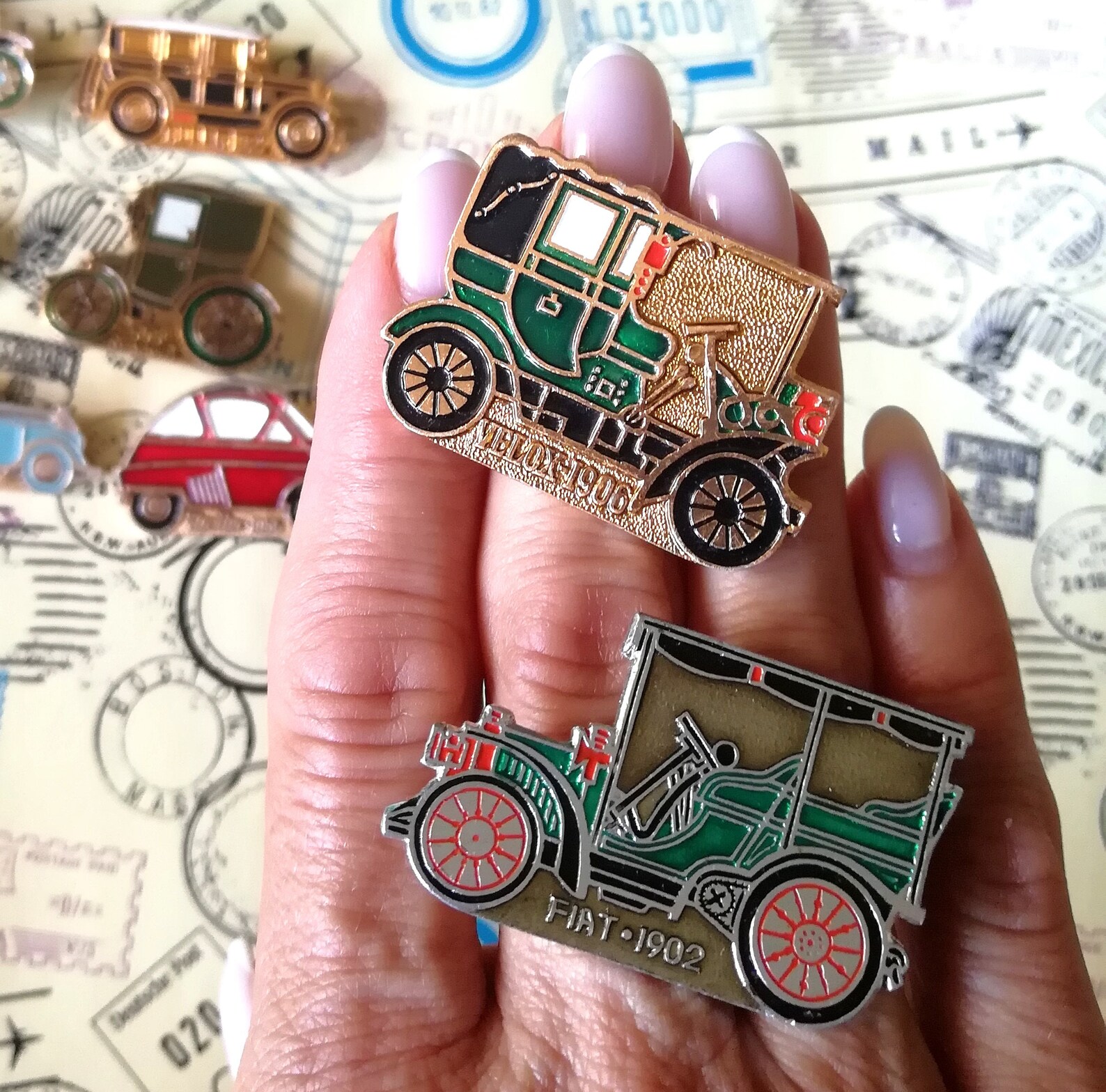 Vintage Automobiles Pin Badges Retro cars Set of 8 Colorful Etsy