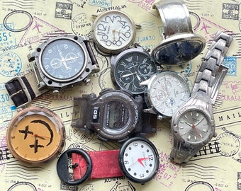 Vintage Lot Assorted Watches, Not Working, Set #3 of 9 old watches, Antique watch, For parts and repairs, retro decor, vintage watches.
