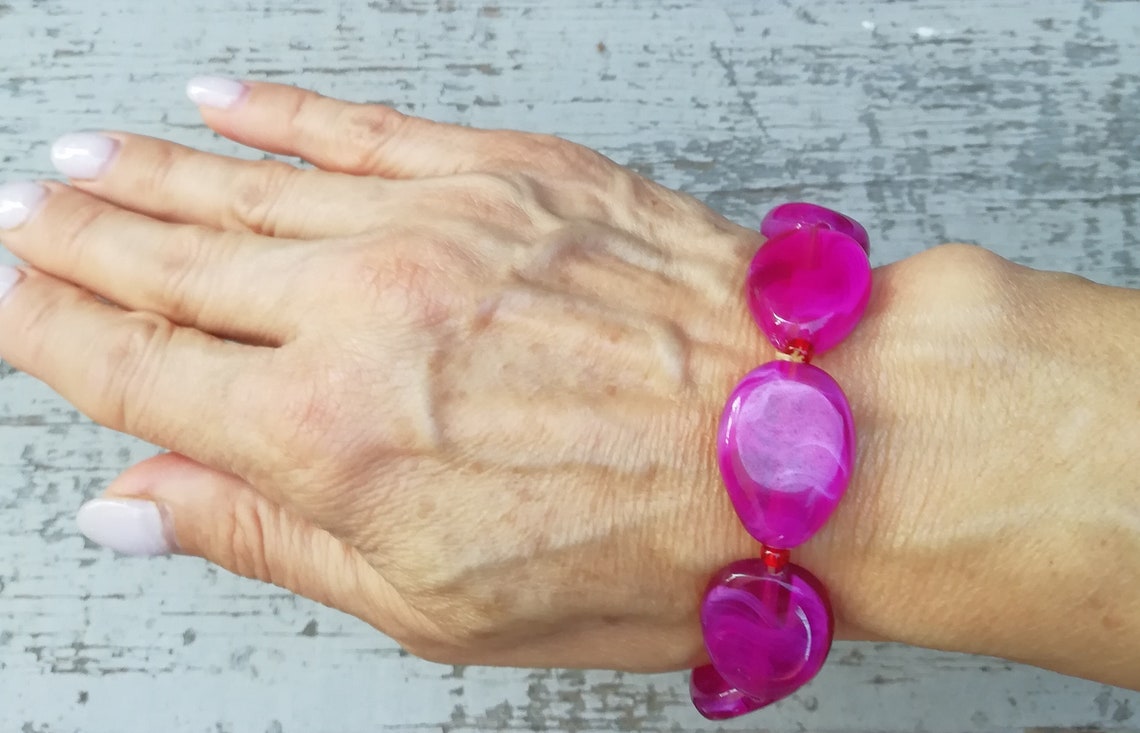 Vintage Pink Bracelet Plastic Bead Bracelet Beautiful Etsy