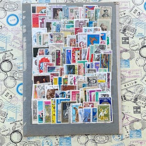Sellos postales en una hoja - 240 sellos aleatorios - Varios países - Diferentes hojas - Regalo para coleccionistas principiantes