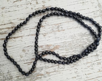 Vintage Beaded Necklace, Vintage jewelry, Old Black plastic beads, Beads jewellery, 28'' vintage necklace, Gift idea girl daughter, 60-70s