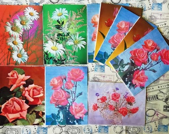 Greeting telegrams, Telegrams from the USSR, Flowers on cards, Set of 10 Vintage Telegrams, Written on, 70-80s, rarities.