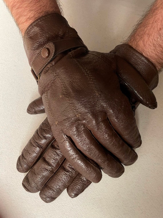 Vintage Brown Leather Gloves Winter Gloves Men s Leather Gloves Leather Gloves Natural Leather Natural Sheepskin Lining 70 80s Etsy UK