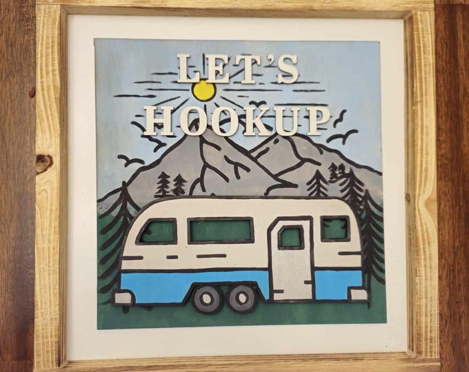 Let's Hook up, funny camping art