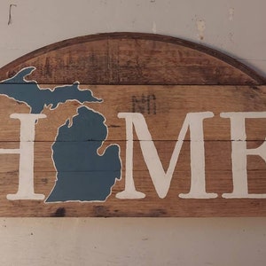 Michigan gift, handpainted Bourbon Barrel head from Kentucky