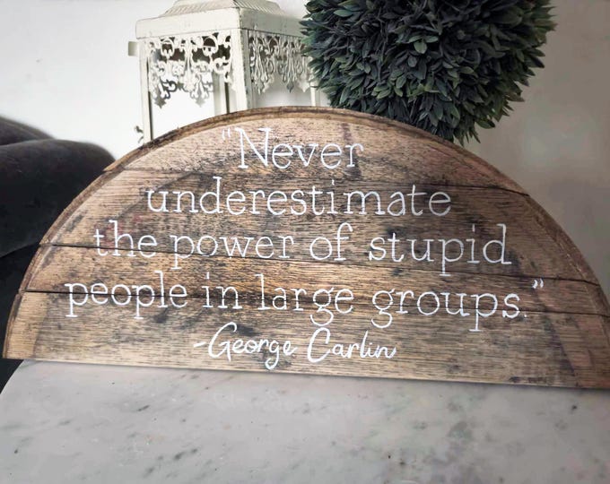 George Carlin quote- Never underestimate the power of stupid people in large groups