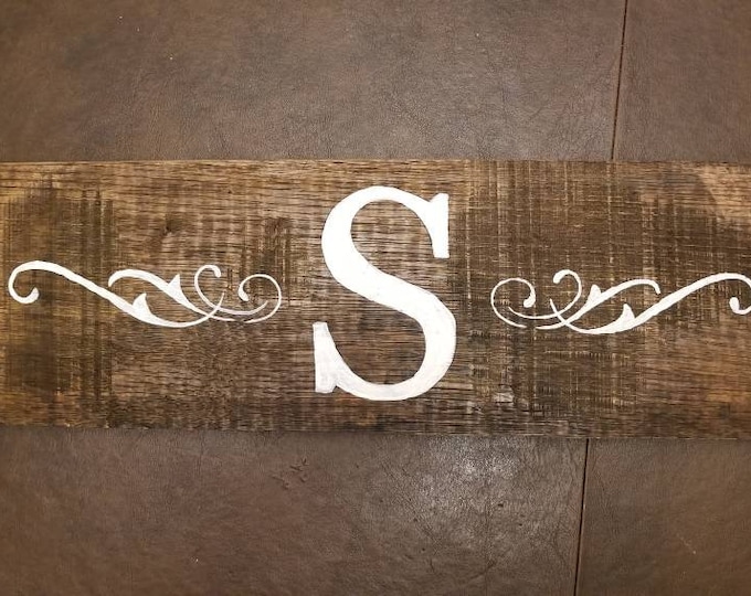 Monogram Bourbon barrel slat, bourbon gift, kentucky bourbon  art