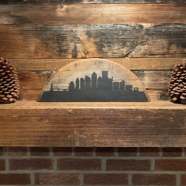 Painted Skyline of any Major city onto Bourbon Barrel, bourbon gift, House Warming Gift