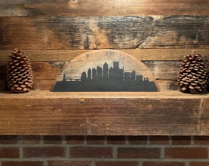 Painted Skyline of any Major city onto Bourbon Barrel, bourbon gift, House Warming Gift