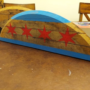 Small Chicago flag barrel slat, bourbon gift, kentucky bourbon  art, House Warming Gift, Chicago gift