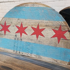 LARGE Chicago flag barrel slat, bourbon gift, Kentucky bourbon  art, House Warming Gift, Chicago gift