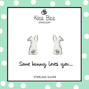 Tiny bunny earrings, rabbit earrings, childrens earrings,  sterling silver earrings,  hypoallergenic earrings